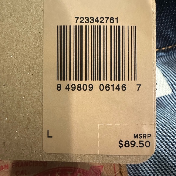 Levi Strauss Denim Trucker Jean Jacket Men's Large Dark Blue -NEW - Picture 10 of 11